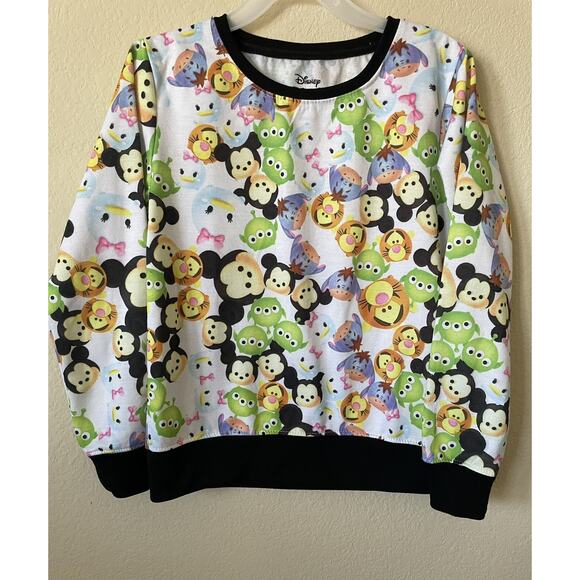 Disney Tsum Tsum Crew Neck Ribbed Trim Long Sleeve Sweatshirt Top Size L 10/12 - Picture 2 of 5
